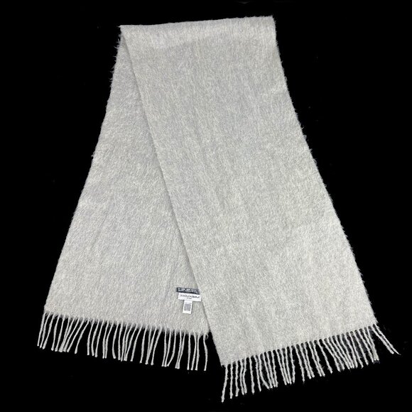 Dolce & Gabbana Cravatte 100% Cashmere Italy Gray Scarf Mens Womens D&G - Picture 1 of 5